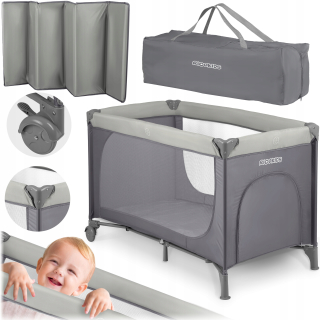 Cestovná postieľka RicoKids 65 x 125 cm odtiene sivej a striebornej